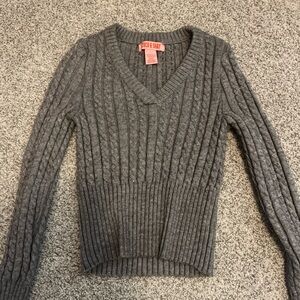 Women's Gray V-Neck Sweater